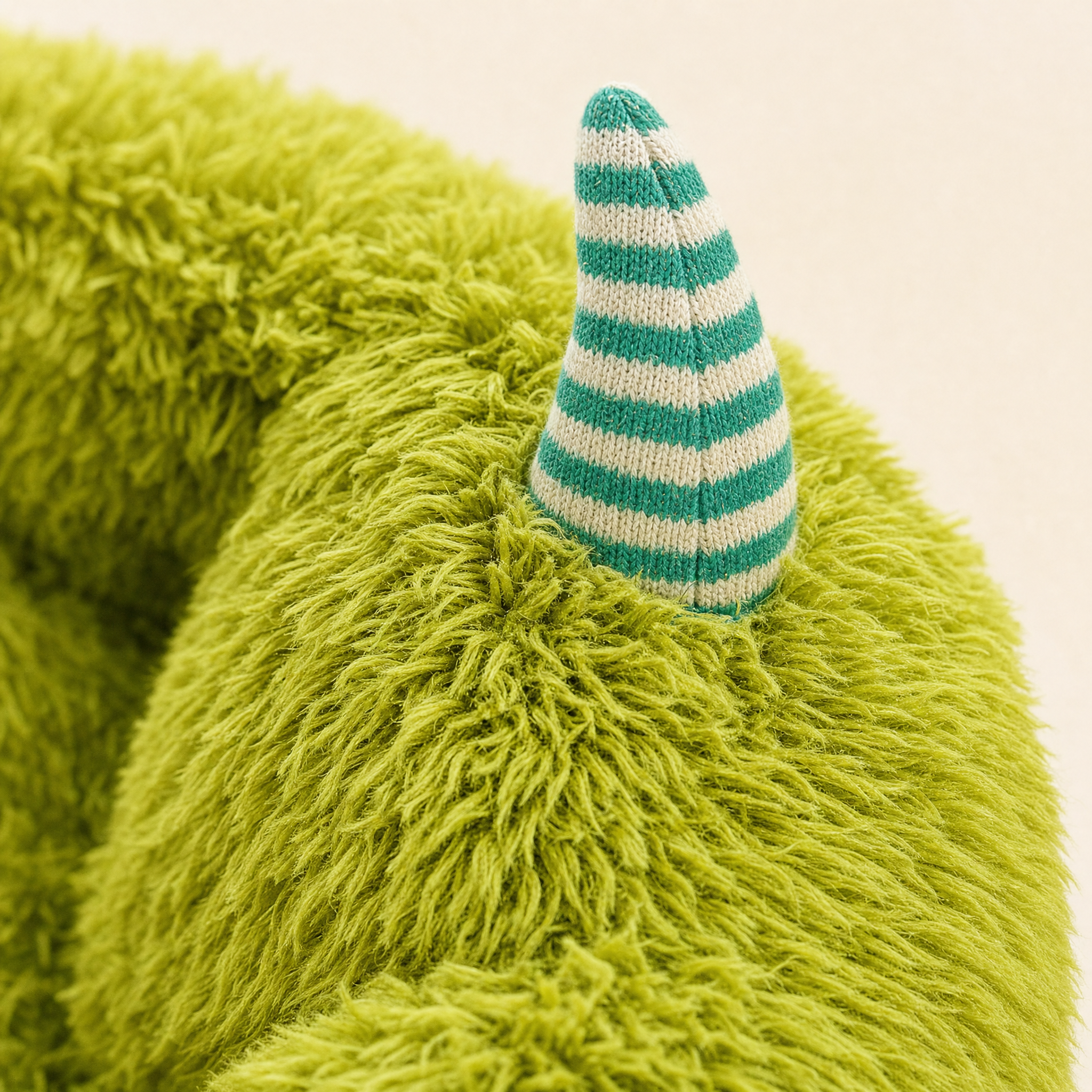 Monster nest bed plush fabric and horn stitching detail