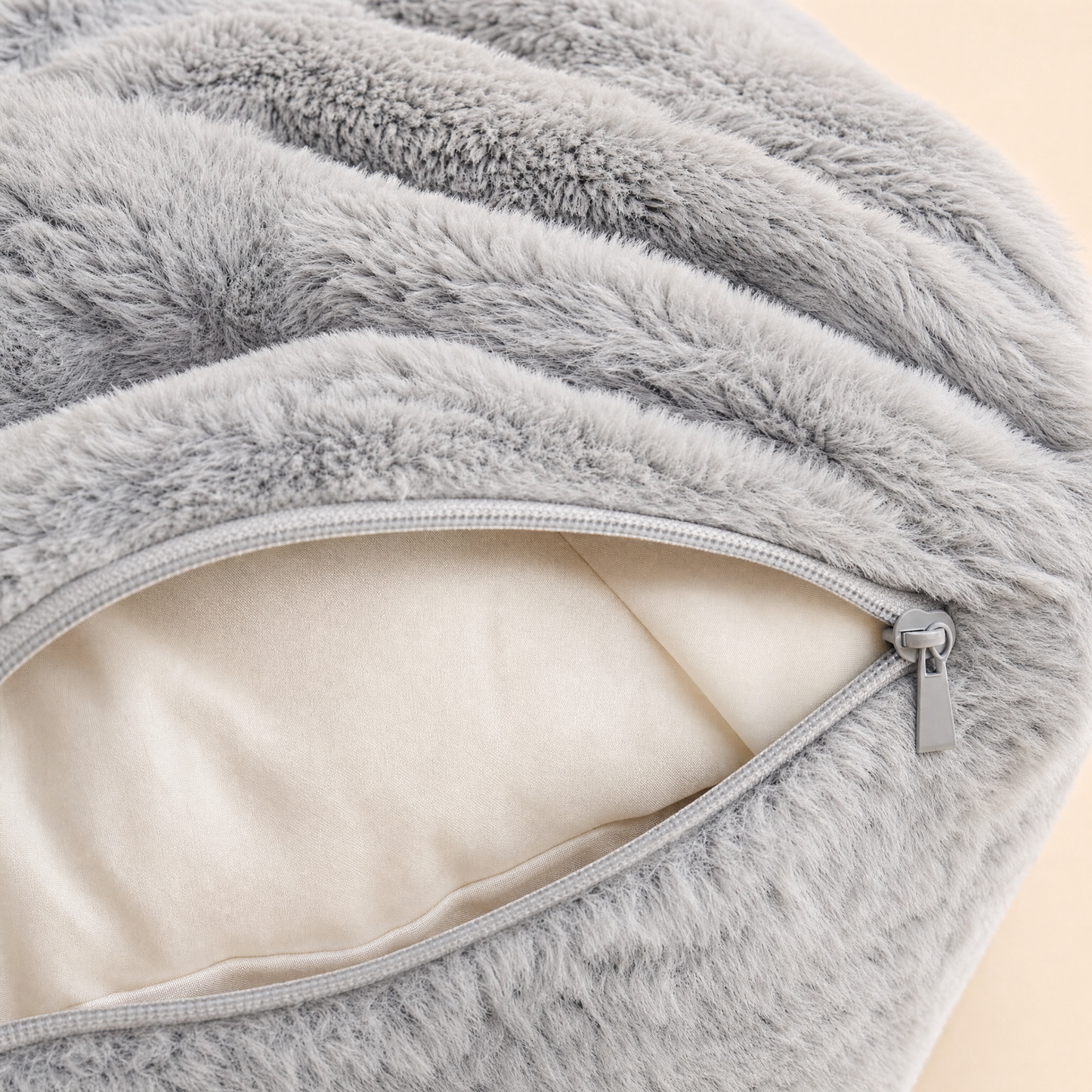 Human dog bed removable cover zipper detail