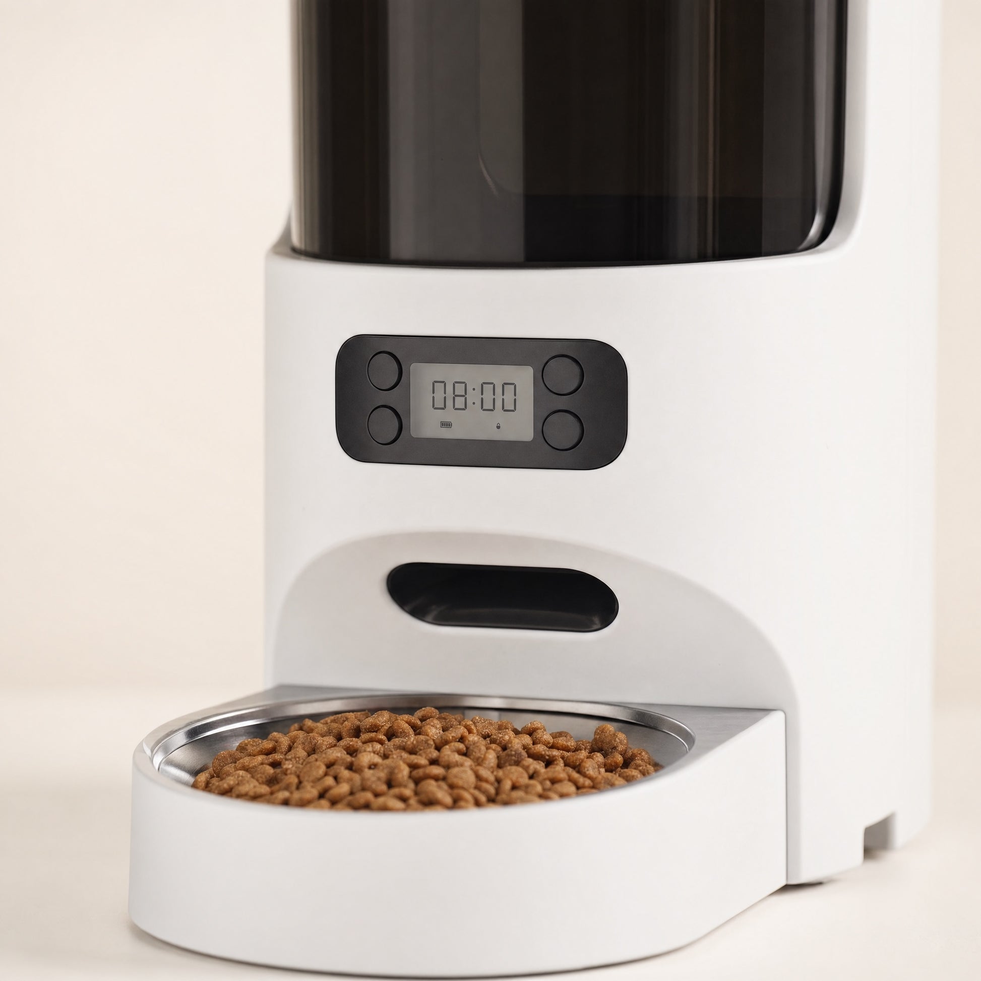 Automatic pet feeder control panel and timer detail