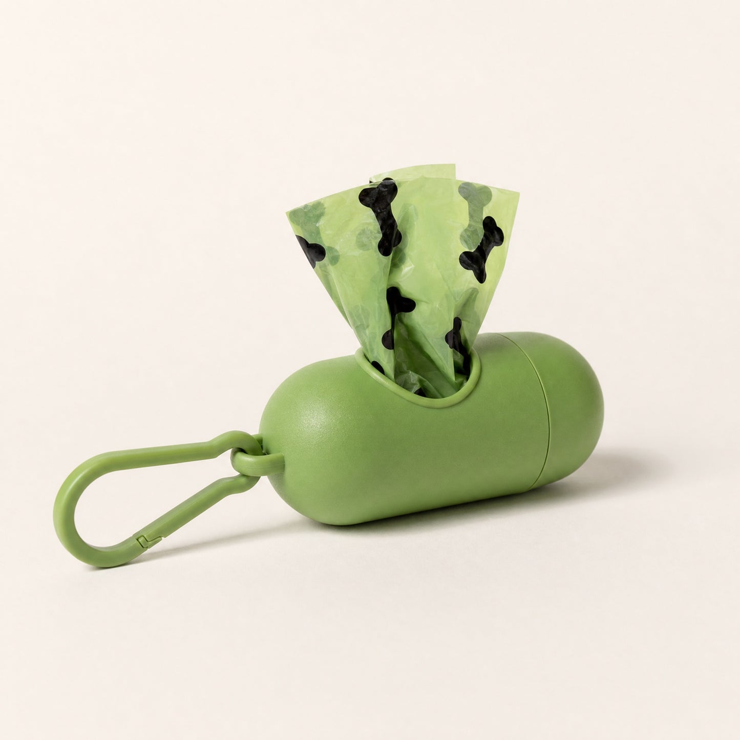 Biodegradable dog poop bag dispenser, studio hero shot