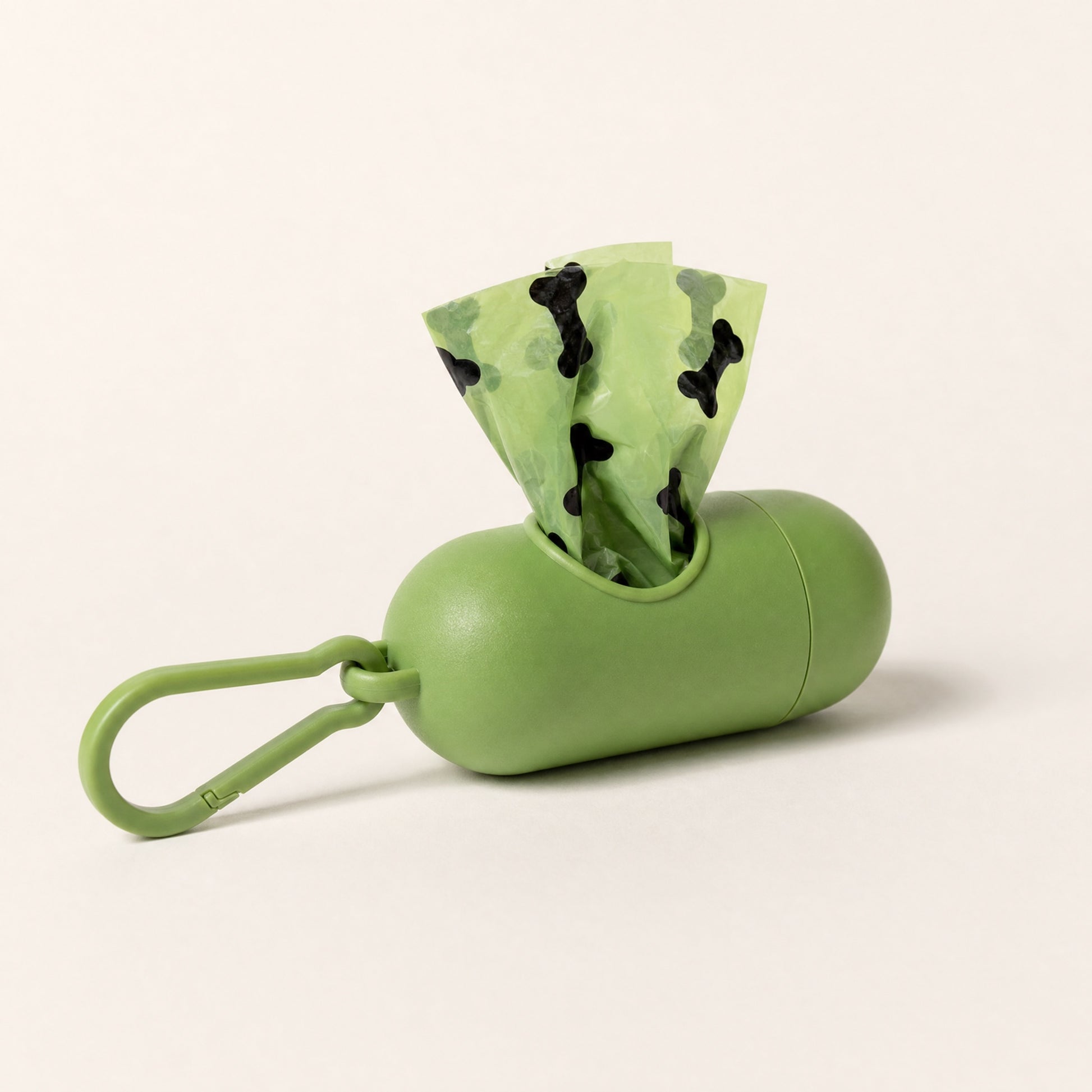 Biodegradable dog poop bag dispenser, studio hero shot